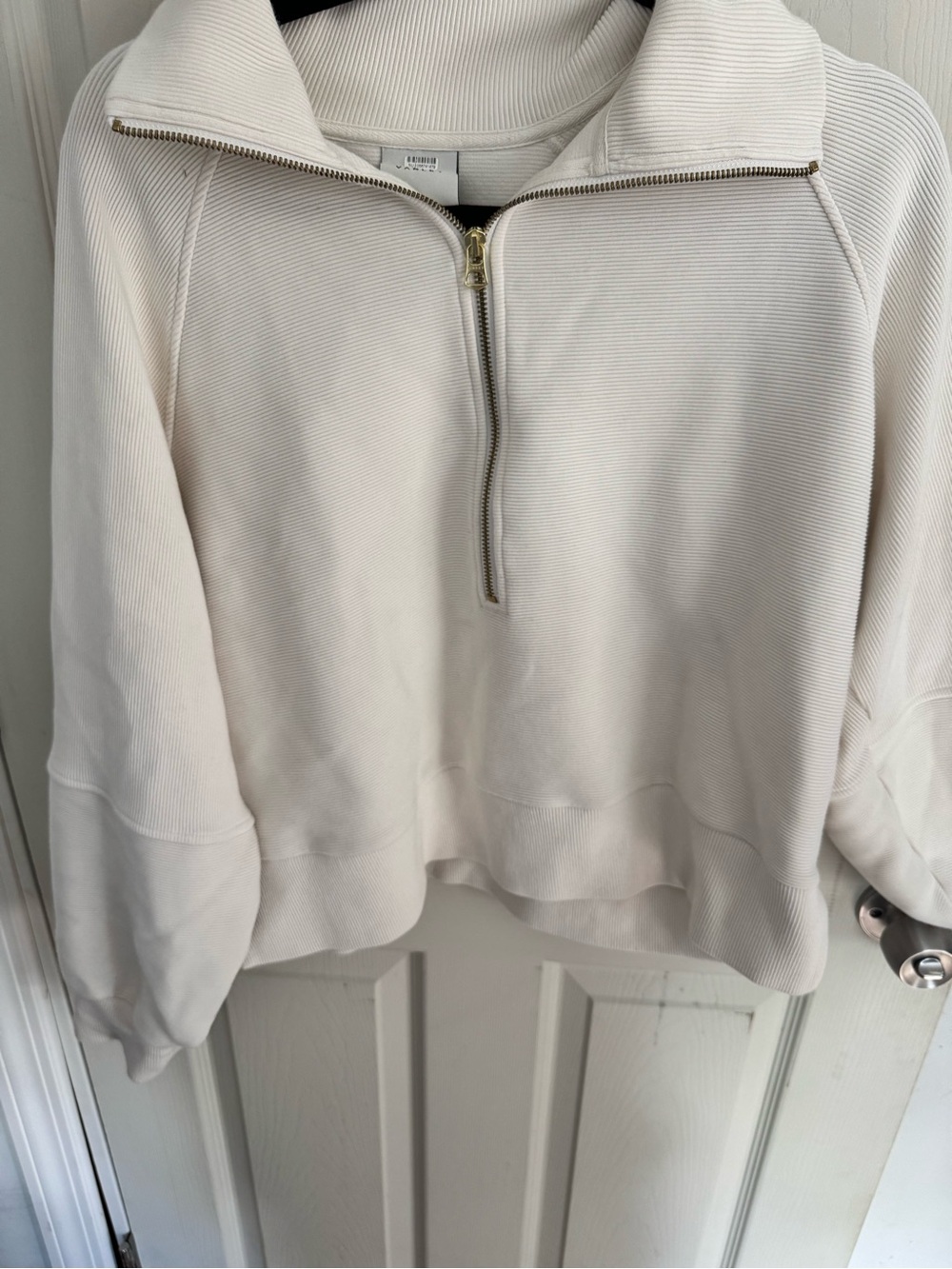 Varley Vine Half Zip Ottoman Rib Knit Pullover Ivory White VAR00485 Womens Sz XL - Picture 4 of 14